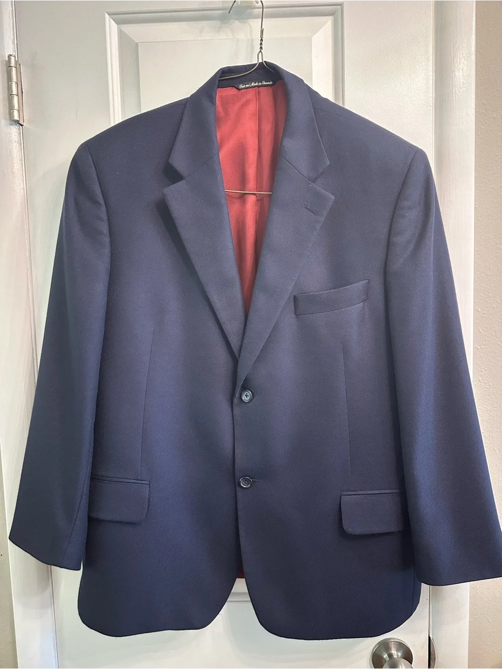 Jack Victor Saks Fifth Avenue Loro Piana 100% Cashmere Navy 2 Button Blazer 42S